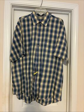 Men’s Chatham 2XLT Short-Sleeve Plaid Button-Down Shirt - Blue & Cream